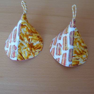 Ausgefallene Topfhütchen Pommes HotDog Topflappen Topfanfasser Deckellupfer Deckelheber Küchenhelfer