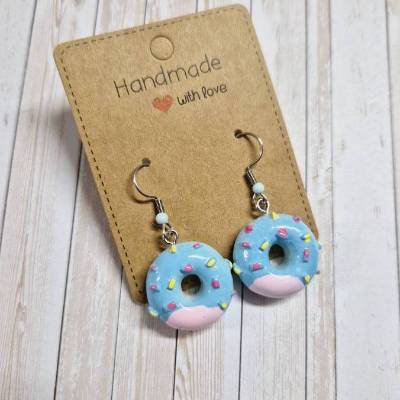 Ohrringe Ohrhänger Donut blau aus Harz – 4 cm – originelle Geschenkidee