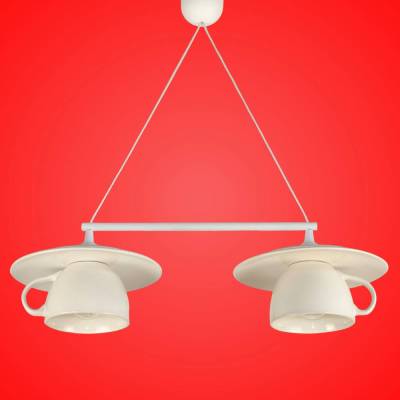 Tassenlampe, moderne Lampe aus 2 großen Jumbo Tassen, Küchenlampe aus Keramik für Landhaus Küche, Esszimmer und Café