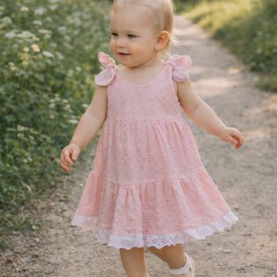 Musselin-Kleid  Größe 74/80 Krönchen – Bio-Baumwolle, Rosa, für kleine Prinzessinnen