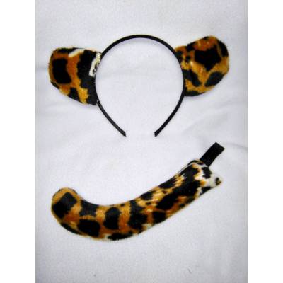 Haarreif, Ohren und Schwanz, Verkleidung, Gepard, Leopard, Kostüm, Fasching, Karneval, Kopfschmuck