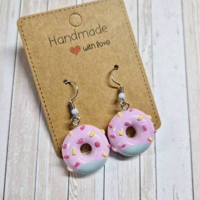 Ohrringe Ohrhänger Donut lila aus Harz – 4 cm – originelle Geschenkidee
