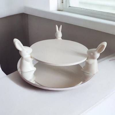 3D-Druck Weiß, Modernes Oster-Tablett 17cm, Skandinavische Frühlingsdeko, Nachhaltiges PLA, Minimalistischer Tortenständ