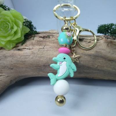 Delfin Schlüsselanhänger & Dekoanhänger aus Silikonperlen in bunten Farben