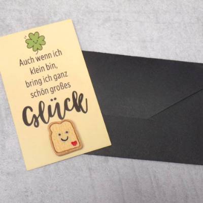 Mini Glückskarte mit süßem Toast & Herz – kleines Mitbringsel inkl. Umschlag