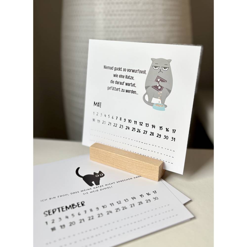 Lustiger Katzenkalender als PDF zum Ausdrucken – Immerwährender DIY Katzen Kalender Bild 2