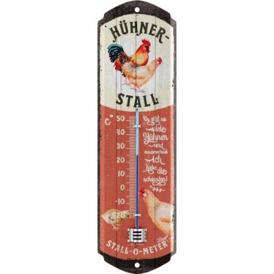 Lustiges Vintage Thermometer Hühnerstall – Retro Blechschild Deko für Haus, Garten & Terrasse