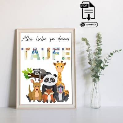 Geldgeschenk Taufgeschenk - Last Minute Geschenk - Sofort PDF Download A4 zum Ausdrucken - Taufe - Geschenk zur Taufe