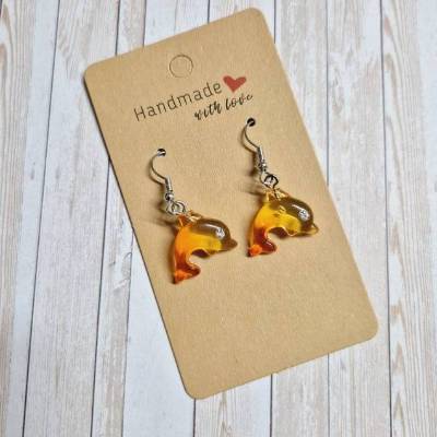Ohrringe Ohrhänger Delfin orange aus Acryl  – 3,5 cm – originelle Geschenkidee