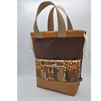 Projekttasche/Handarbeitstasche mit Fuchs braun