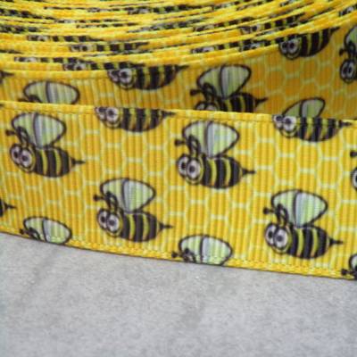 Ripsband Biene 22 mm – Hochwertiges Bortenband mit Insekten-Motiv zum Nähen & Basteln