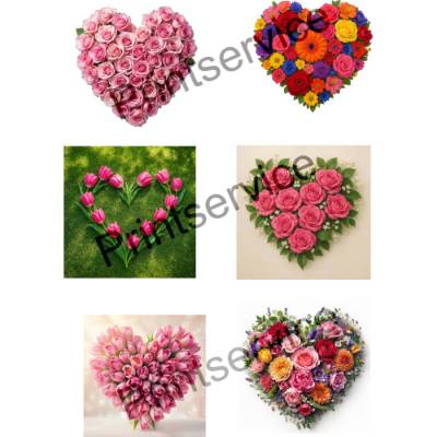 Blumengrüße in Herzform, Hochzeitstag, Valentinstag, Verlobung, Glückwünsche für jede Gelegenheit, ClipArt, 6 Bilder