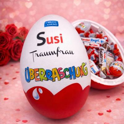 Valentinstag Geschenk personalisiertes XXL Überraschungsei | Ü-Ei mit Namen | Geschenk für Sie & Ihn