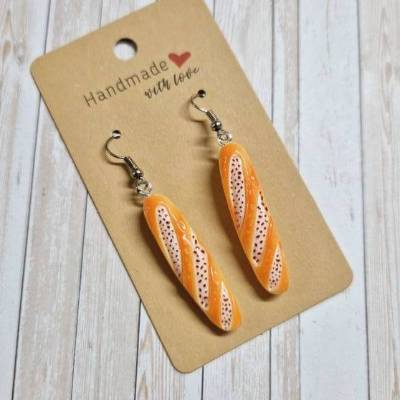 Ohrringe Ohrhänger Baguette aus Harz – 6 cm – originelle Geschenkidee