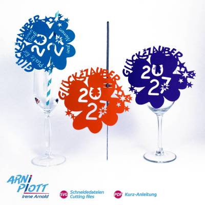 SVG Plotterdatei – Neujahrswunsch Wunderkerze 2027, Silvesterdeko, Glasanhänger, Tischdeko, Silvester Mitbringsel, Gruß