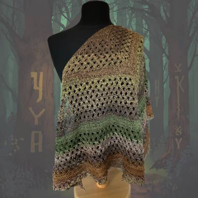 Häkelanleitung Dreieckstuch Runvald – Mystisches Flechtmuster für dein Häkeltuch