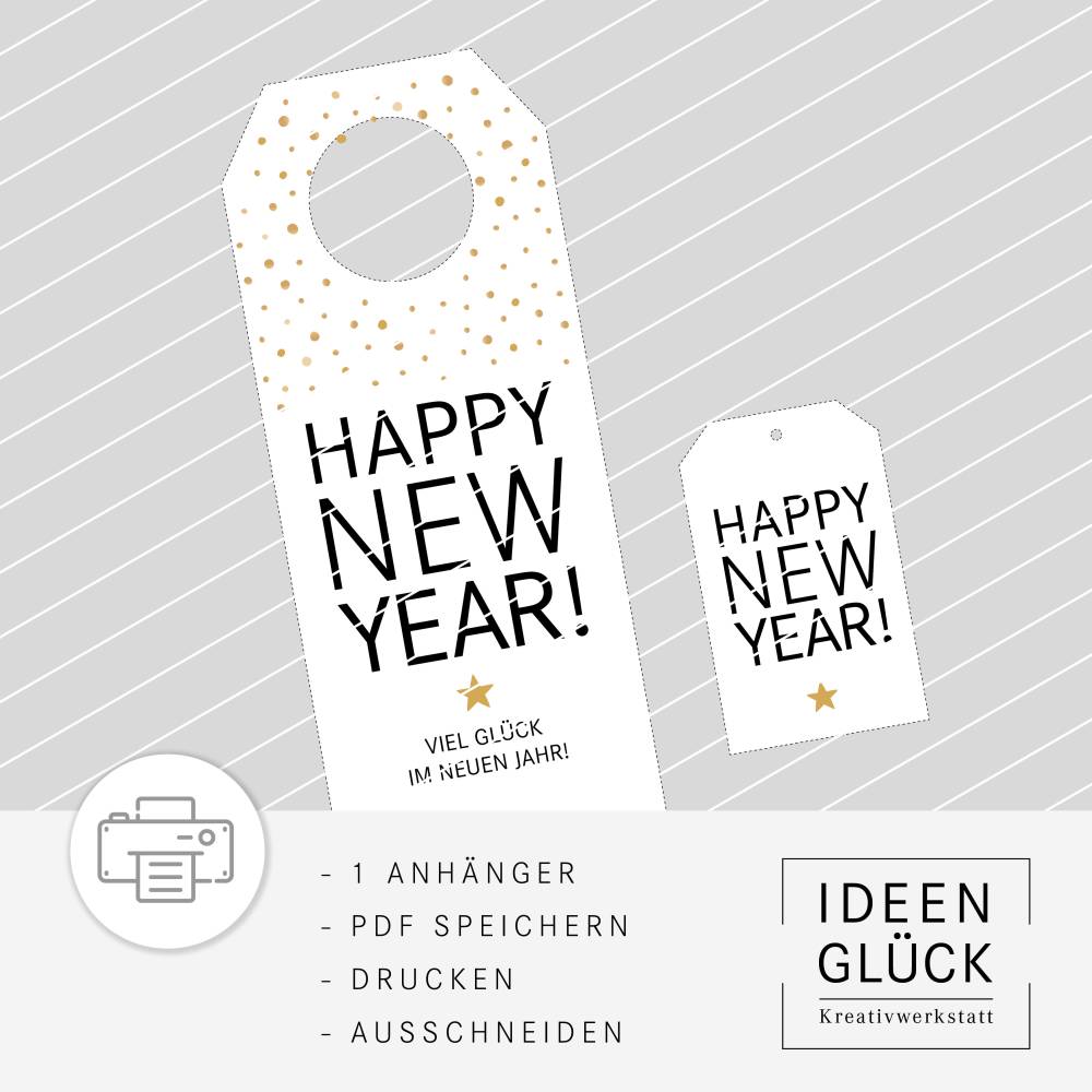 Flaschenanhänger + Geschenkanhänger | Anhänger für Flaschen | Geschenkidee Silvester | Ausdruck Bild 2