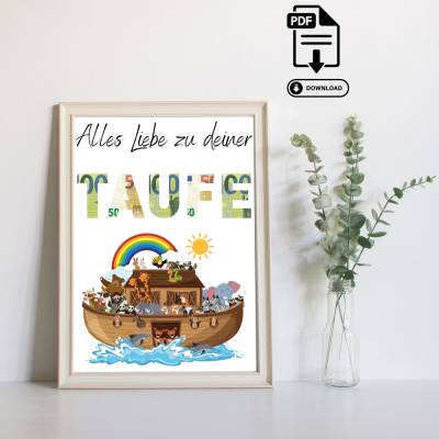 Geldgeschenk Taufgeschenk - Last Minute Geschenk - Sofort PDF Download A4 zum Ausdrucken - Taufe - Geschenk zur Taufe