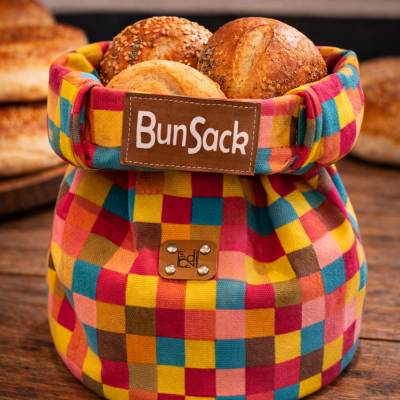 BunSack Brötchensack Bunt Karomuster – Nachhaltige Aufbewahrung für frische Brötchen, 48 × 32 cm