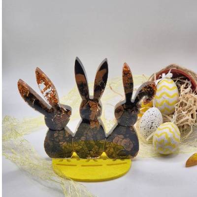 Oster Aufsteller "Hasen" Schwarz-Kupfer