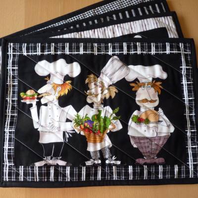 Tischsets mit fröhlichen Köchen zum Wenden Platzsets Tischmatte Platzmatte Platzdeckchen Platzset Tischgedeck Deckchen