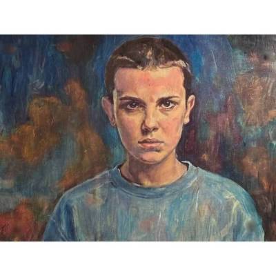 Handsignierter und limitierter Druck - Nr.3/24 Stranger Things – Elfi –Eleven  - mit Acryl Seidenglanz Lack veredelt