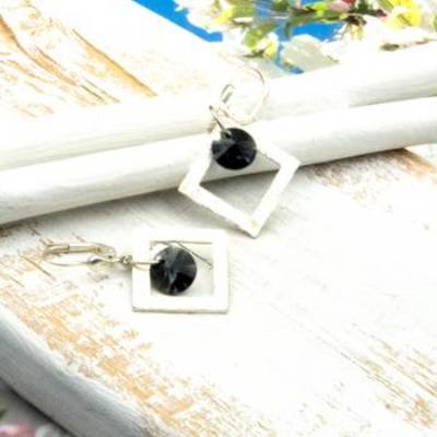 Lässige Unikat Ohrhänger aus Glas & Silber in grau – Geschenkidee für Frauen, Ostern