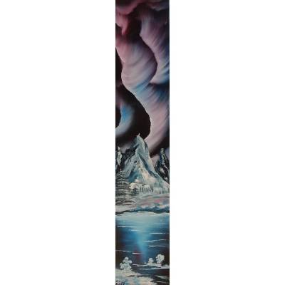 Aurora borealis - Sonnenwind, Nordlicht, Originalgemälde in Öl auf Leinwand Keilrahmen, 20 x 100 cm