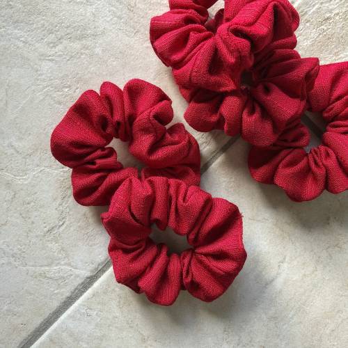 Scrunchie aus Leinen, rot, Haargummi, Zopfgummi