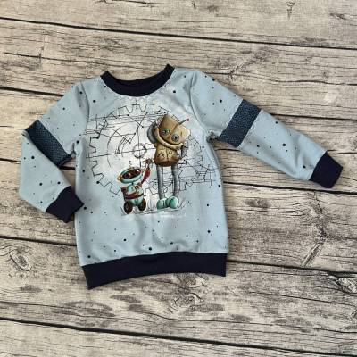 wunderschönes dünnes Sweatshirt Pulli gr.86/92 Hellblau Robi Roboter