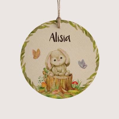 Personalisiertes Türschild *Waldtiere - Hase* mit Name für Kinder / Namensschild aus Holz für Kinderzimmer