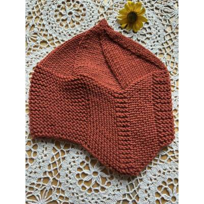 Handgestrickte Mütze für Kinder Merinowolle in rostrot KU 48/49 Wollmütze/Kindermütze