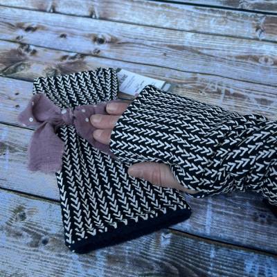 Handstulpen mit Daumenloch Strickmuster gefüttert mit Fleece