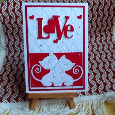 3D Valentinstagkarte,Liebe,Katzenpaar