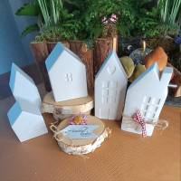 Lichthäuser Weiß Modern Nordisch – Handgemachte Keramik Deko Häuser in 5 Varianten