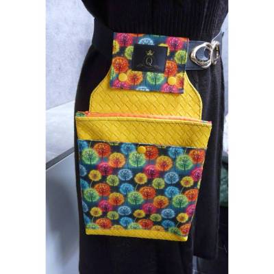 Gürteltasche bunte Pusteblume (groß) – Handgemachte Gürteltasche aus Kunstleder und Baumwolle