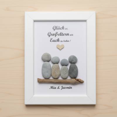 Personalisiertes Steinbild für Großeltern – Handgefertigtes Unikat als Geschenk, personalisierbar, STB-154