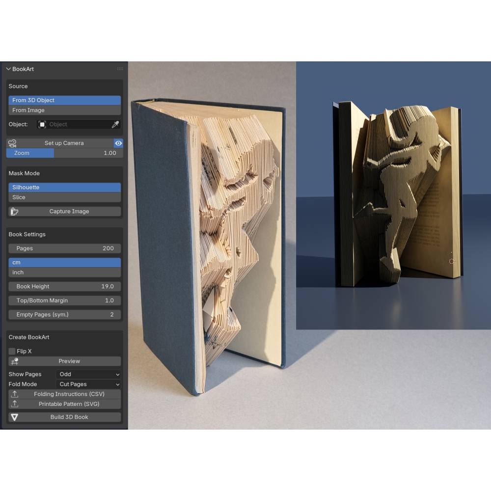 Blender Add-on zum Erstellen von BookArt Faltkunst Blender 4.5 Bild 1