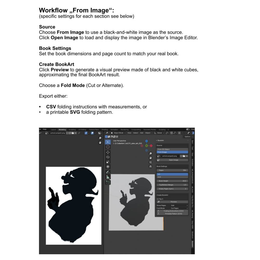 Blender Add-on zum Erstellen von BookArt Faltkunst Blender 4.5 Bild 3