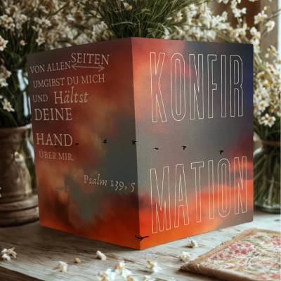Konfirmationskarte Klappkarte A6 - Psalm 139,5 – Modernes Design Glaube Liebe Hoffnung -Edles 300g Papier