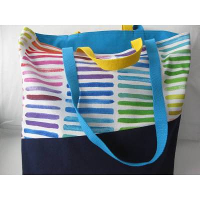 Stofftasche Bunt aus Baumwolle mit vier Henkeln