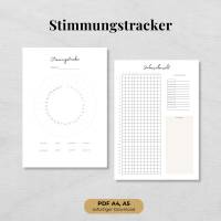 Stimmungstracker Set zum Ausdrucken mit Mood Tracker und Jahresübersicht, minimalistisch