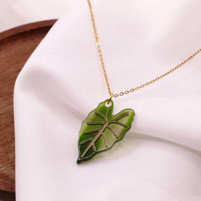 Halskette Zimmerpflanze Begonie - Kette allergikerfreundlich Monstera Blatt Anhänger – botanische Halskette – Pflanzensc