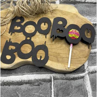 Halloween BOO Lollihalter | Tischdeko | Mitgebsel | Gastgeschenk | Stanzteil