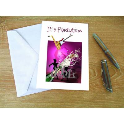 Vorlage für Einladung zur Party, Fete, Tanz usw. mit verschiedenen Aufschriften als PDF