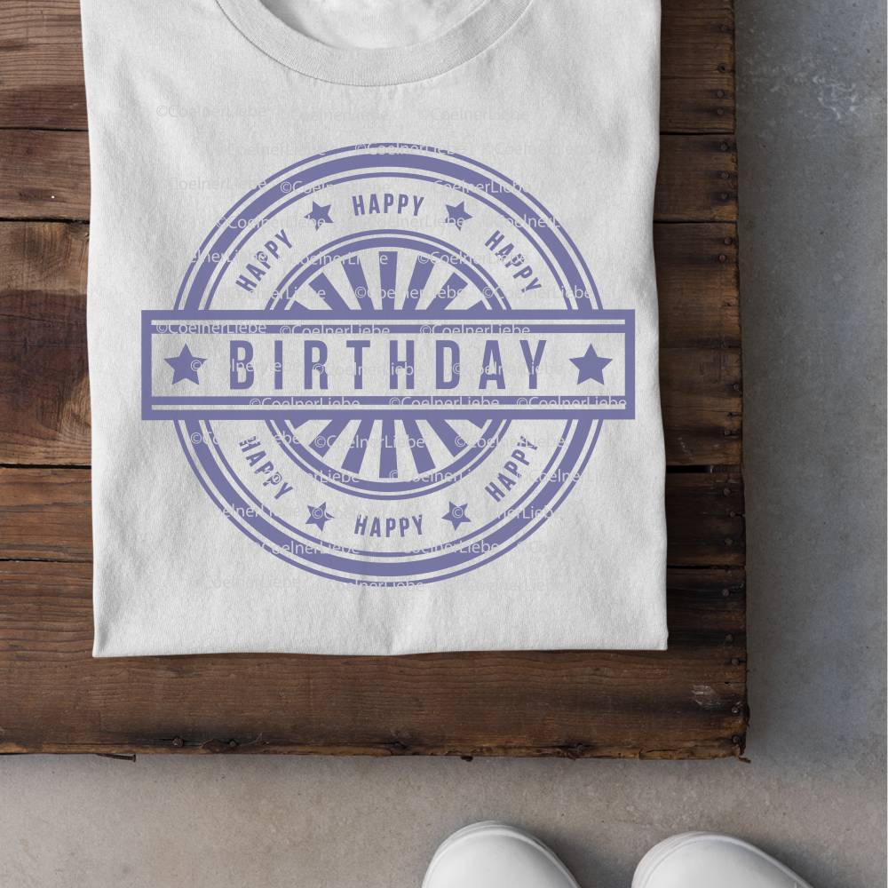 Happy Birthday Stempel Plotterdatei – Moderner Stempel-Look für Karten & Shirts Bild 2