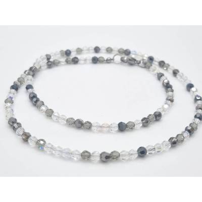 Glitzernde Kette mit faccetierten Kristallen in Schwarz Grau Weiß – Elegantes Collier (828)