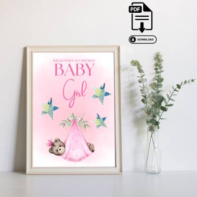 Geldgeschenk Geburt - Babyparty Mädchen Girl Baby - Geschenkidee zur Geburt - Geldgeschenk zum Selberdrucken PDF