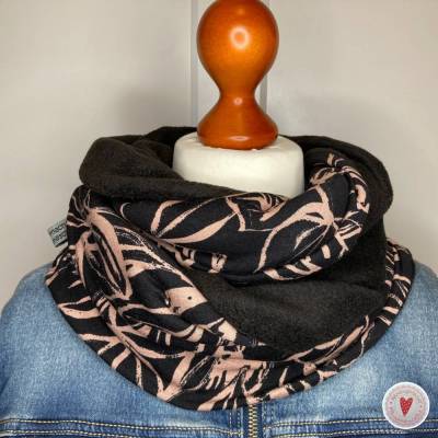Loop Schal * florales Design auf schwarz * warm