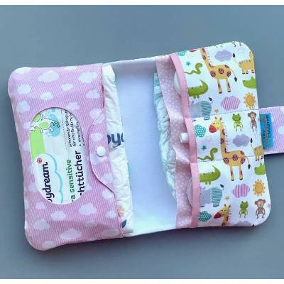 Personalisierte Windeltasche zur Geburt / Dschungeltiere - EXTRA - rosa